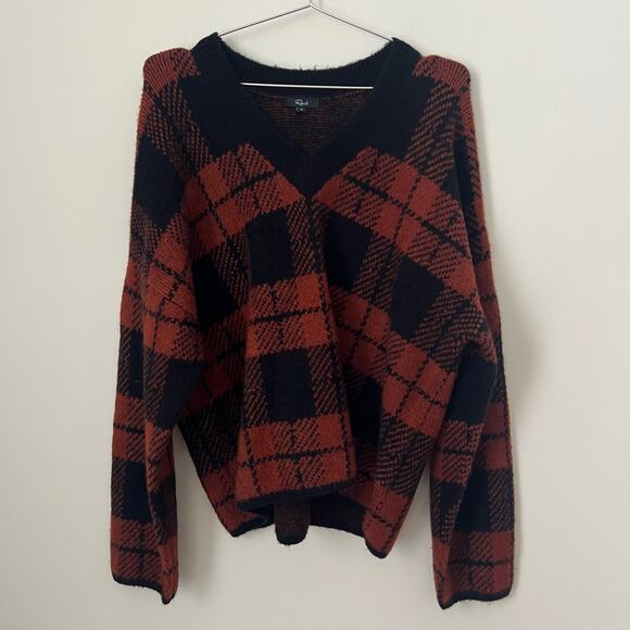 Rails Colleen Sweater Rust Black Plaid Knitwear Size M - Picture 4 of 16